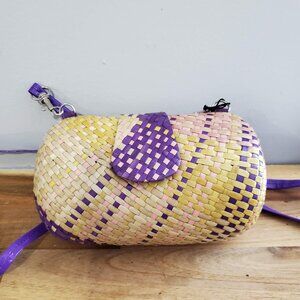 Rattan Clutch purse.  Cross body. hardbody